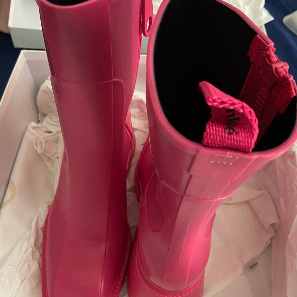 Chloé Hot Pink Platform Ankle Boots - Picture 3 of 4